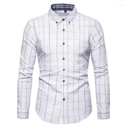 Herren lässige Hemden weiße Herren karierte Kleid Schlanker Fit Langarm Button Down 2023 Fashion Männer Arbeit Business Marke Shirt Chemise Hommise Hommise