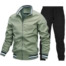 Men's Tracksuits Spring And Autumn Fashion Jacket Casual Pants Suit Baseball Stand Collar Windproof Jack High Quality Sportswear