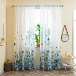 Gardin 7 Styles Window Screen Tramsparent garn Ready-Made Curtain Pansy Fresh R230815