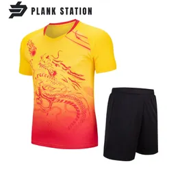 Outros artigos esportivos Badminton Set Men Women Mulheres Manga curta Pingue -pongue Tênis Tennis Golf Jersey de boliche 2 peças China Dragon Sportswear 230815