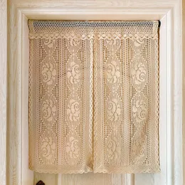 カーテン1PCコットンかぎ針編みドアホーム装飾的な吊りカーテンリビングルームのバラパターン訪問230815