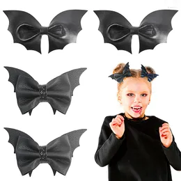 Hair Accessories 2pcs Halloween Bat Clips Leather Black Devil Wings Hairpins Women Girls Costume Cosplay Party