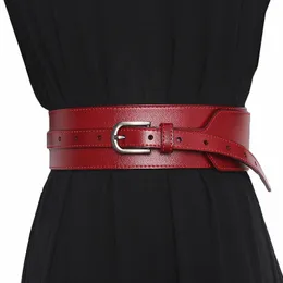 Andra modetillbehör Bälten Luxury Brand Designer Femme äkta läderkorsett Bältesmode Punk Red Black Wide Harness Cummerbunds 230814