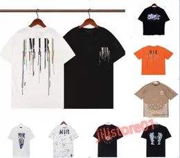 Mens Camiseta Designer Edição Limitada Casais Tees Street Wear Verão Marca de Moda A Miri Camisa Splash-Ink Carta Imprimir Manga Curta Casual Solto Crewneck S-XL