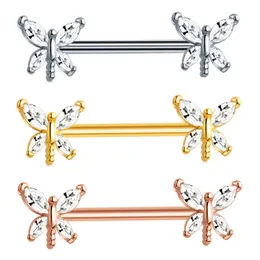 Labret Lip Piercing Gioielli Penna per capezzolo farfalla Anelli in acciaio inossidabile Anello per le donne 230814