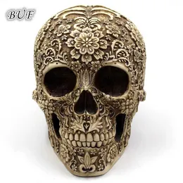 참신 아이템 Buf 현대 수지 동상 레트로 두개골 장식 가정 장식 장식 창조적 예술 조각 조각 두개골 모델 할로윈 선물 J230815