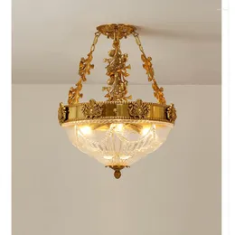 Taklampor ljuskrona led konst hängslampa ljus europeisk koppar semi d42 cm fransk vardagsrum sovrum matsal kök villa glas