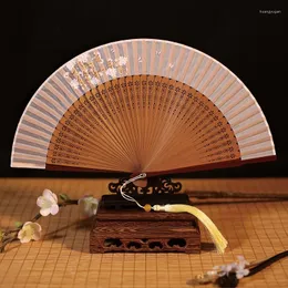 Dekorativa figurer Small Folding Fan 21cm Stamping Female Hand Gift Chinese Style Hanfu Ventilador Portable Ventilatore Abanicos Para Boda Boda