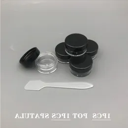 Frascos de plástico de 5 gramos Frascos de 5 ml Envases cosméticos Muestra Contenedor vacío Contenedores recargables de plástico transparente Tapas con tapa de rosca con espátula Vknc