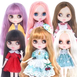 Dolls Blyth Doll Face Shiny Couro branco 16 BJD Joint esférico Toy Punto personalizado para meninas especiais 230814