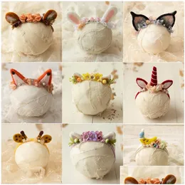 Caps Hats Dvotinst Born Baby P Ography Props Handmade Cute Animals Headband Floral Headdress Fotografia Studio Shoots O 230720 Dro Dhgvf