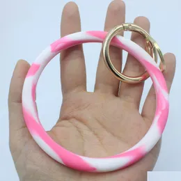 Anéis -chave Ins moda monograma Sile pulset Pink Bracelets Bracelets Banglen Banglening Bracelete de keychain de círculo grande DHT53