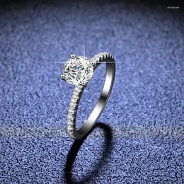 Кластерные кольца aeteey 1ct - 3ct Real Moissanite D Color четыре зубчатого кольца 925 Серебряное серебро.