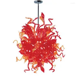 펜던트 램프 현대 샹들리에 조명 천장 천장 가정 장식 손 날린 빨간 유리 램프