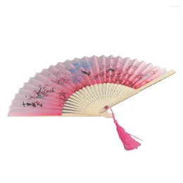 Dekorative Figuren 6pcs mit Quastenfallerlüfter Kirschblütenmuster Handfans Chinesisch