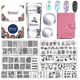 Nagelkunst -Kits Biutee 18pc Set Stamping Kit Stempel 10 Teller 4 Köpfe 1Storage -Tasche 2 Krampfspitzen Blume Stamper Bild 230815