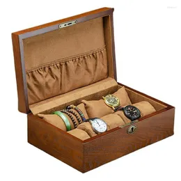 Watch Boxes Wood Box Storage Case With Lock Mechanical Wrist Organizer Bracelet Jewelry Watches Display Collection Accessories
