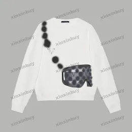 xinxinbuy män kvinnor designer tröja kedja graffiti goggle tryck tröja grå blå svart vit xs-2xl