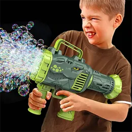 Gambi di novità Dinosaur Soap Bubble Gun Machine Toy 32 fori elettrici Bazooka Bubble Bazooka Gun Gun Outdoor Party Kids Toys Gifts 230815