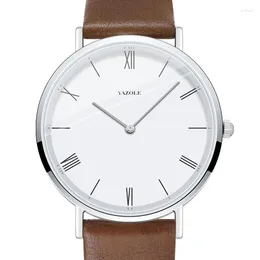 Wristwatches YAZOLE Men Watch Minimalist Leather Watches For Fashion Casual Quartz Clock Waterproof Student Wristwatch Relogio Masculino
