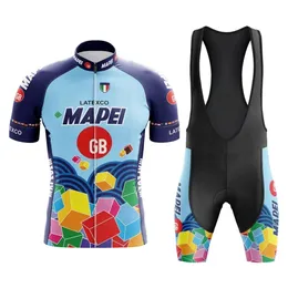 Maglie ciclistica set camicia blu per biciclette cubetti da uomo Maglie da uomo SET MTB Team Shorts Cyc Jersey Bridge Coled Squares 230815