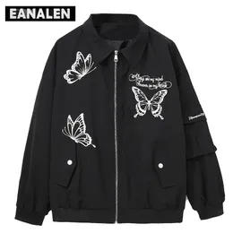 Mens Jackets Harajuku Vintage Black Butterfly Pattern Lapel Jacket Mens Oversized Street Dress Rock Punk Casual Crock Coat Top Women Grunge 230815