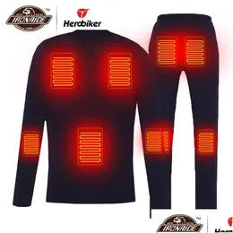 Motorcycle Apparel Heated Shirt Men Heating T Moto Electric Usb Thermal Underwear Set Keep Warm For Autumn Winter 2 Colour1 Drop Deliv Dhlip