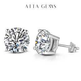 Stud ATTAGEMS 2 Carat 80mm D Color Stud Earrings For Women Top Quality 100% 925 Sterling Silver Sparkling Wedding Jewelry 230814