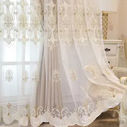 Curtain Modern Double Layer Tulle and Blackout Living Room Curtains Luxury Home Decor Embroidered Sheer Curtains Girls Bedroom Curtain R230815