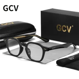GCV Acetato Johnny Depp Men Women The Bluray Computer S Round Transparent EyeGlass Frame Blue Blocking Glasses 220615