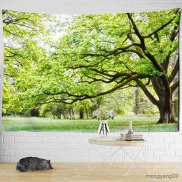 Tapissries Green Plant Landscape Tapestry Wall Hanging Natural Environmental Protection Hippie Travel Madrass Wall Decor R230815