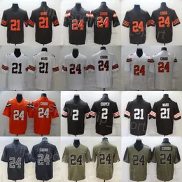 Mans Football 21 Denzel Ward Jersey 2 Amari Cooper 24 Nick Chubb Turn Back the Clock All Stitching Vapor Untouchable Olive Salute to Service for Sport Fans Uniform