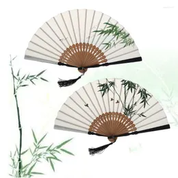 Estatuetas decorativas estilo chinês vintage verão bambu dobring ventil hand dança de dança de casamento decoração de pocket presentes