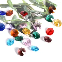 Chandelier Crystal Camal 30pcs Multicolor 14mm Octagon Beads 2 Holes Prisms Loose Hanging Garland Lamp Part Home Decor