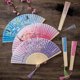 Decorative Figurines Silk Fan Vintage Chinese Japanese Style Flower Folding Home Decoration Wedding Party Dance Hand Art Craft Women Gift