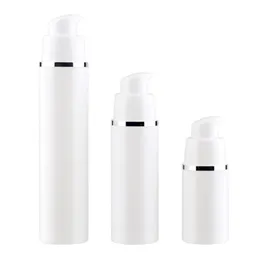 15 30 50ml空の詰め替え可能な白い高級空気のない真空ポンプボトルプラスチッククリームローションコンテナチューブ旅行サイズKPPLP