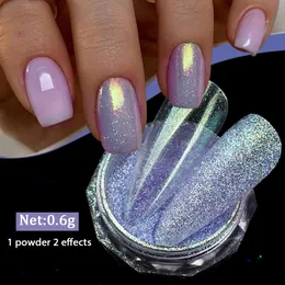 Nagel glitter aurora pulver skinning pigment lila blå pärla damm diy tillbehör manikyr sockereffekt dekorationer 230814