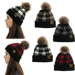 Natal Hat de lã quente Xmas generosa cor de limpeza de treliça correspondente c chapéus de malha de bola de bola de lã destacável de lã