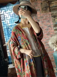 Women's Trench Coat Loose Cotton Printed Outerwear Female Vintage Print Topcoat Spring Autumn 230814