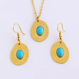 Necklace Earrings Set FanSheng Personalized Jewelry Delicate Turquoise Earring/Pendant/Necklace Accessories For Gift