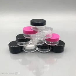 3 мл мини -пластиковые банки 5 грамм косметические контейнеры для образцов крошечные прозрачные круглые горшки с винтовыми крышками IUGRC