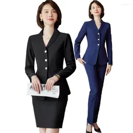 Zweiteiler Kleid hochwertige Frühling Herbst Formal Ladies Blazer Women Business Suits Work-Tragen Bürouniform 2-teiliger Rockjacke Set 4xl