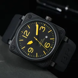 손목 시계 남자 벨 자동 기계식 시계 갈색 가죽 검은 고무 로스 손목 시계 시계 선물