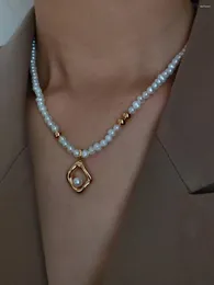 Zincirler Orijinal Tasarım Doğal Tatlı Su İnci Kolye S925 STERLING Gümüş Kaplama 18K Altın Moda Vintage Takı