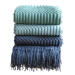 Одеяла INYA HOME THORK Одеяло для дивана диван -кровать декоративное вязаное одеяло с кисточками мягкие легкие уютные текстурированные одеяла 230814