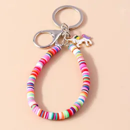 Keychains Coloful Beaded Armband Keychain Women Girl Key Rings Holder Wristlet Chains Gift For Handbag Pendants Diy Jewelry