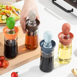 2 in 1 Glas Olivenölspender Flasche mit Silikonbürste Küchenölflasche für Küchenkochen Backen BBQ PELCU