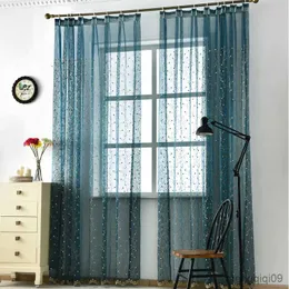 Curtain Luxury Embroidered Leaves Tulle White Sheer Curtains For Living Room Organza Cheap Curtains For Window Door Curtain Treatment R230815