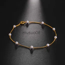 Anklets Elegant Pearl Anklet for Women New Fashion New Fashion Simple Anklet Jewelry Cessories를위한 생일 선물 도매 J230815