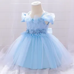 女の子のドレス幼児の女の赤ちゃんドレスペタルチュールバプテスマドレス